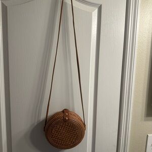 Brown Woven Crossbody Bag
